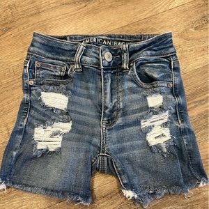 American Eagle Hi-Rise Shorties Distressed Size 0